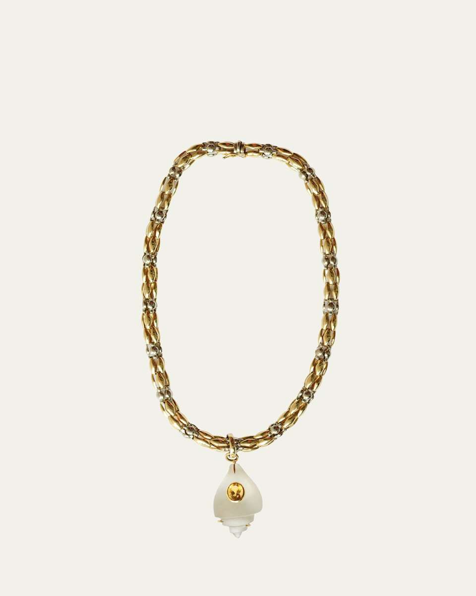18K Rock Crystal Shell and Citrine Braided Necklace